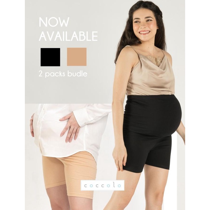 BUNDLING coccolo MATERNITY BIKER PANTS IN BLACK & NUDE- hotpants hamil