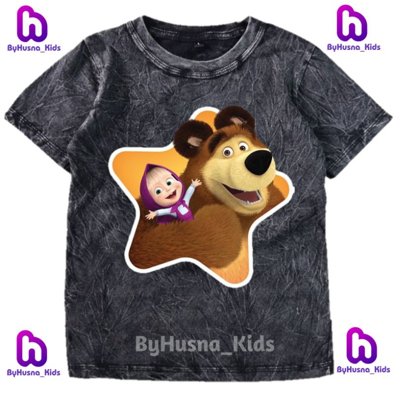 MARSHA AND THE BEAR BAJU ANAK KAOS WASHED ANAK MARSHA AND THE BEAR ATASAN ANAK DAN BALITA PAKAIAN AN