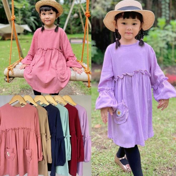 Pakaian Anak Perempuan Tunik Rayon Anak Perempuan 1-10 Tahun