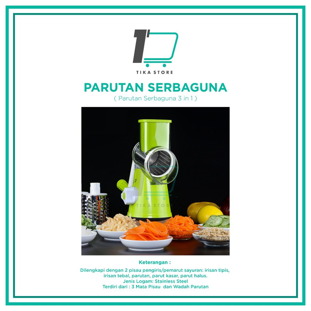 Ggiling Dan Giris Parutan Putar Buah Sayur Dan Bumbu Manual 3 Pisau 1 Parutan Serbaguna