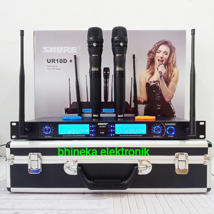 mic wireless shure UR18D+ ur 18d mic handheld free koper multi channel