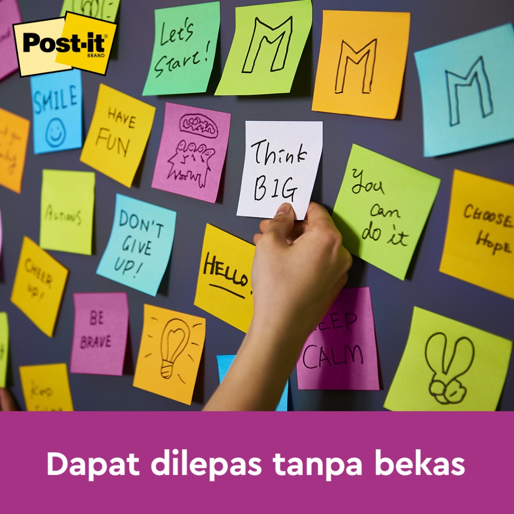 3M™ Post-it® Super Sticky, Notes, 2x Lebih merekat, 24 pads, 76x76 mm, Untuk ditempel di permukaan kertas