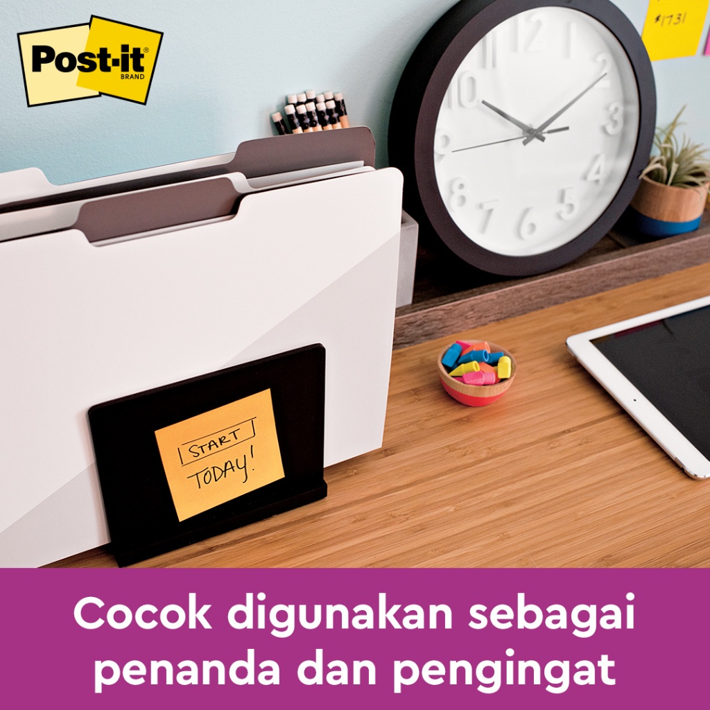 3M™ Post-it® Super Sticky, Notes, 2x Lebih merekat, 24 pads, 76x76 mm, Untuk ditempel di permukaan kertas