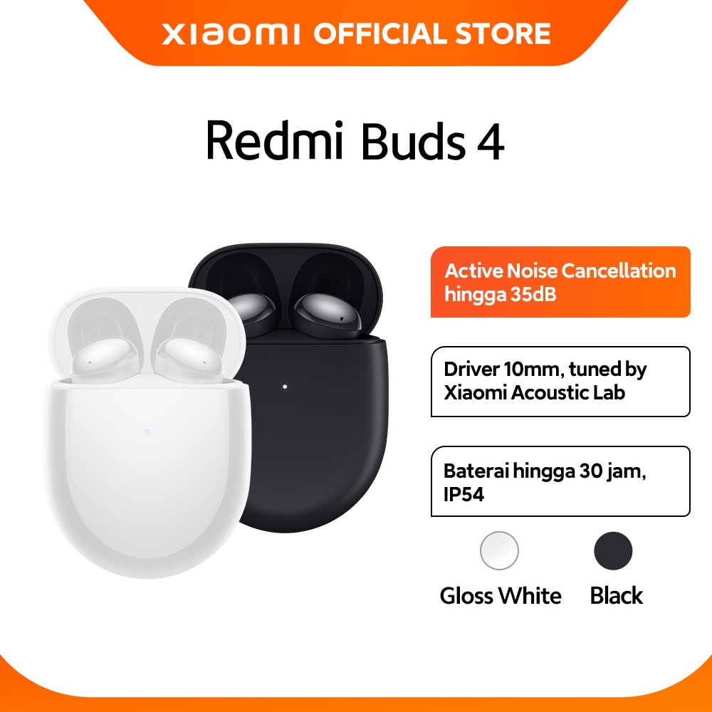 Official Xiaomi Redmi Buds 4 ANC 35dB Driver 10mm IP54 Baterai Hingga
30 Jam