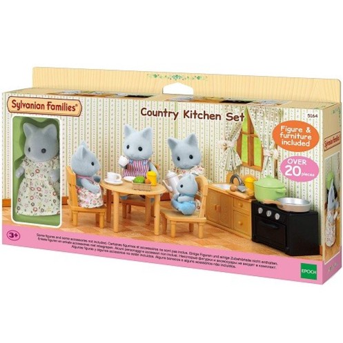 Sylvanian Families Country Kitchen Set (With Cat Mother) Ready
