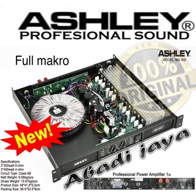 power amplifier ashley ms300 / ms 300 full makro class ab 1u original |Bagus|Top