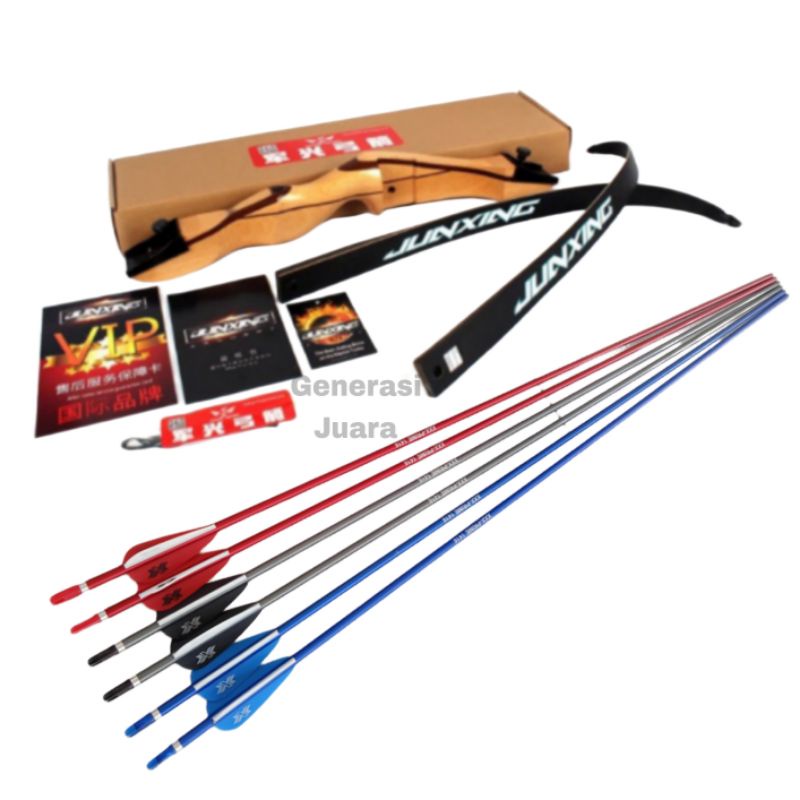 Busur Recurve / Standard Junxing F168C - Wooden Bow Set