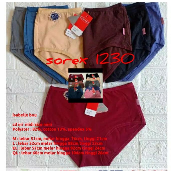 1 lusin celana dalam wanita sorex 1230 grosir size M. L. XL & XXL