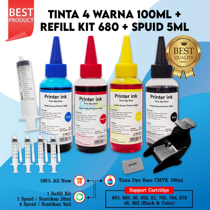 

PAKET REFILL TINTA PRINTER HP REFILL 802 803 680 60 61 703 704 678 46