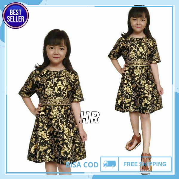 Baju Anak Prempuan Batik 2023 Branded Fashion Pakean Ansk Gaun Kid Marry Cristmas Homedress Parti Qu