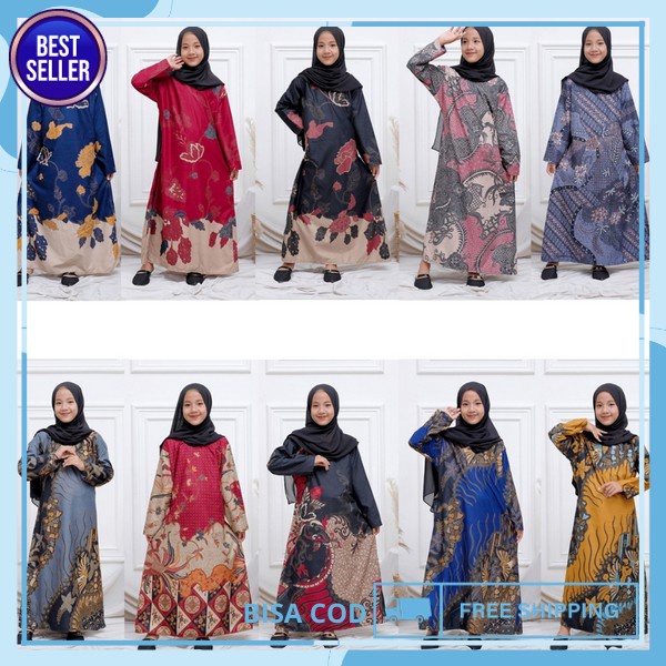 Bathik Anak Cewek Dres Batek Sekolah 1-9 Tahun Baju Anak Prempuan Batik 2023 Gaun Kid Marry Cristmas