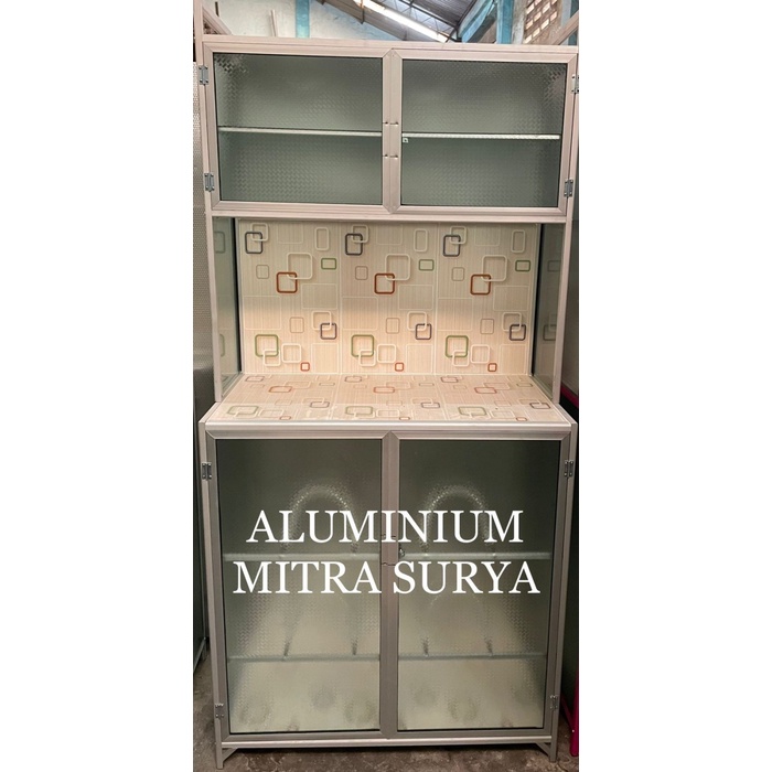 Promo Rak Piring Keramik 2 Pintu Lemari Piring Almunium Kaca Platseng Baru