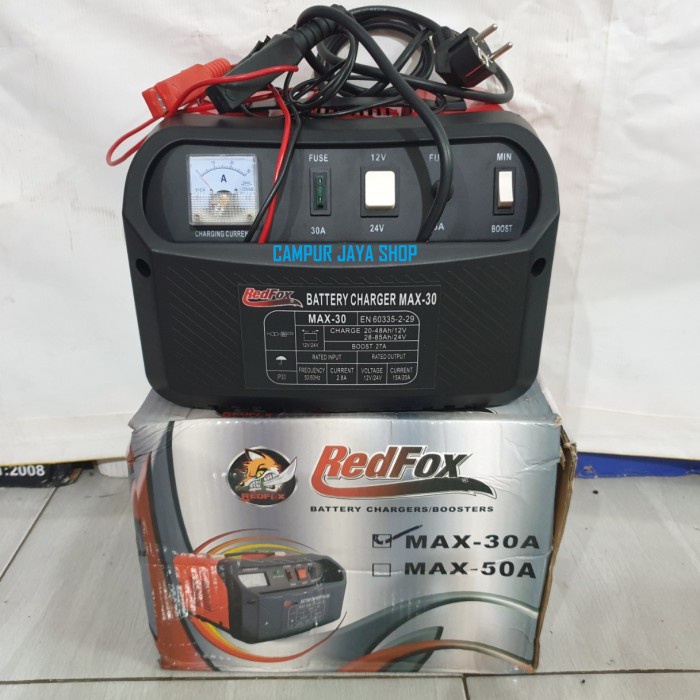 CHARGER CAS AKI REDFOX 30 AMPERE ACCU MOTOR MOBIL BATTERY BATERAI