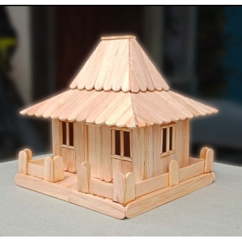 Prakarya Miniatur Rumah Adat Jawa / Rumah Joglo Dari Stik Es Krim Promo Terbaru