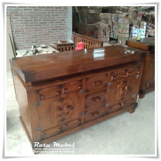 UJ 395 Bufet antik kayu jati / bufet ruang tamu /bufet tv minimalis kualitas