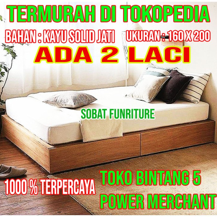 MJ1 18 Tempat tidur- Dipan- Divan- Ranjang Lesehan Minimalis Laci 2 Kayu Jati - MENTAH NON WRNA