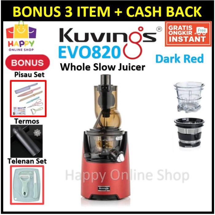KUVINGS EVO820 WHOLE SLOW JUICER - KUVINGS EVO MATT 820 DARK RED