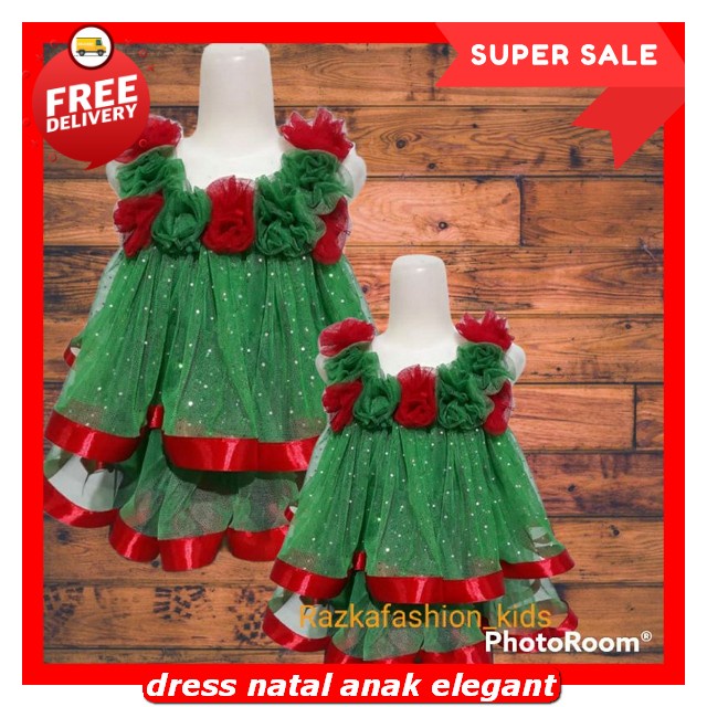 Dress Natal Anak Perempuan Import Dreas Snak 7 Taun Terbaru Baju Kondangan Mewah Drez Anal Cewek 6 T