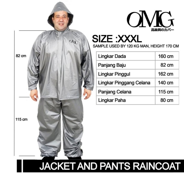 Jas Hujan Super Jumbo Xxxl Omg Jaket Celana / Jas Hujan Omg Xxxl Ready