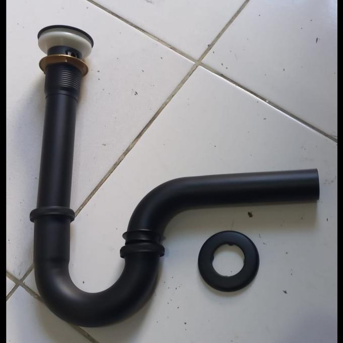 Sifon Angsa Pencet Sifon Wastafel Leher Angsa Stainless hitam,afur bla