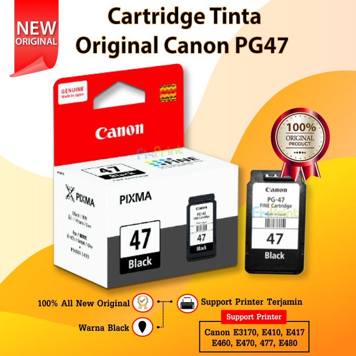 Promo Tinta Canon Pg47 Black Original Catridge Pg-47 Pg 47 Pixma E4570