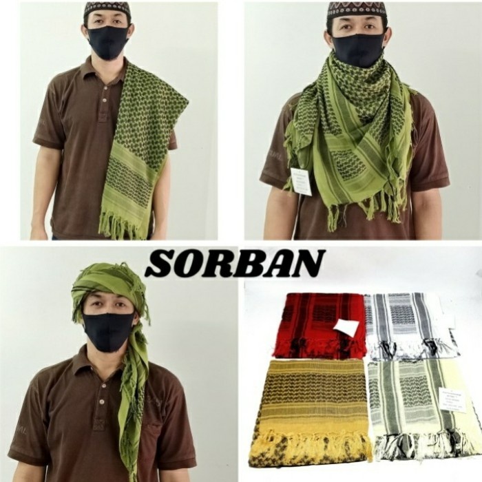 sorban Shemag / Shiemagh / Sorban Tactical / Syal Army - Merah(L5G3) sorban pria palestina sorban pa