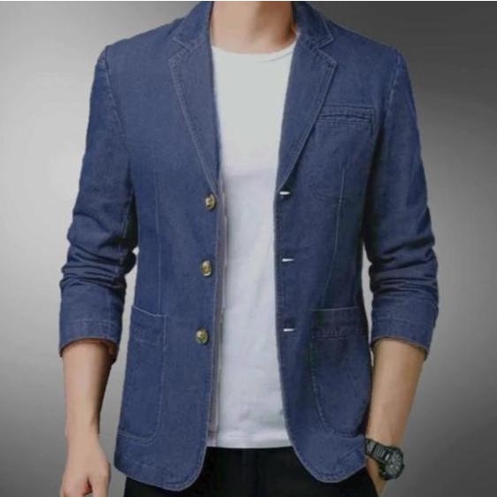 [JAS BLAZER JEANS DENIM AUSTIN SC] blazer pria denim varian warna