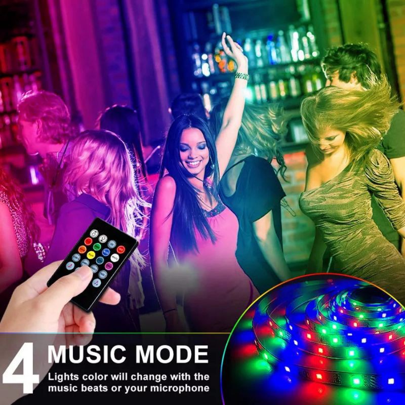Paket Lampu Tidur Led Strip Rgb Smd 2835 5050 Hiasan Kamar 5M 10M 15M Aestetic Sensor Suara Music