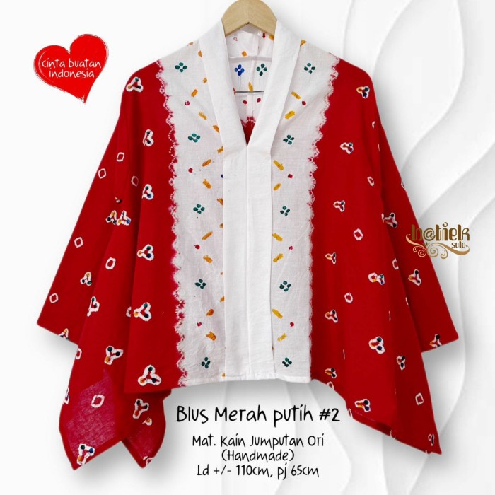 Kebaya Kutu Baru Modern Jumputan Merah Putih