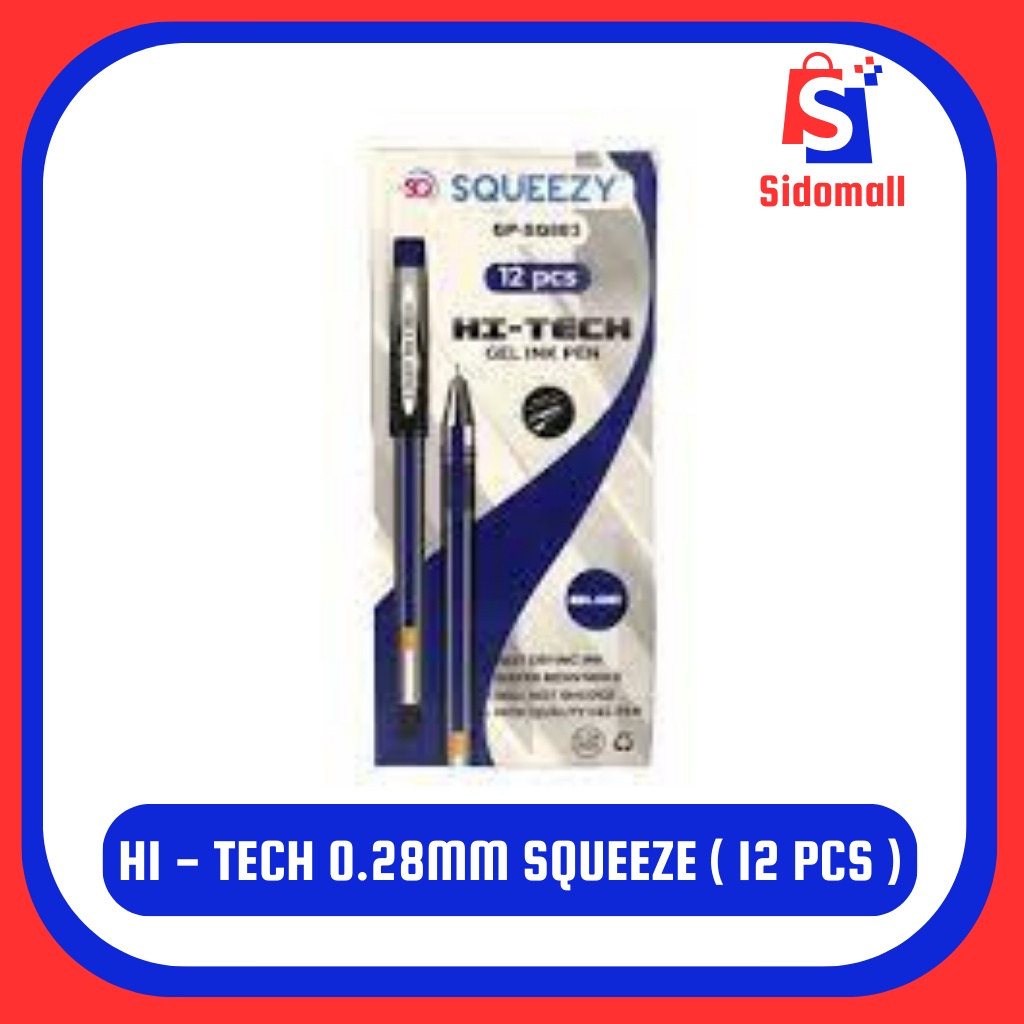 

SQUEEZY PEN PULPEN PENA GEL INK PEN HI-TECH 0.28MM ISI 12PCS TINTA WARNA BIRU