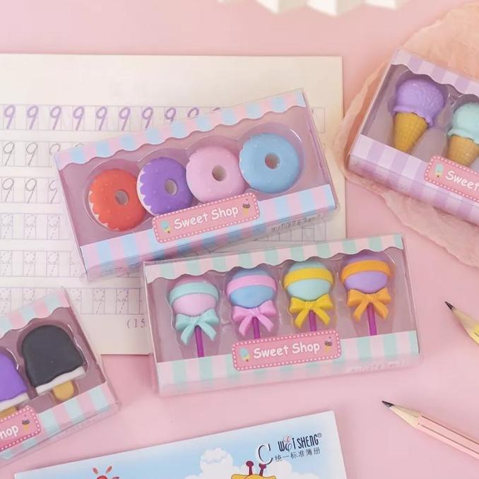 

Penghapus pensil karakter sweet shop cone lolipop ice cream donut set4