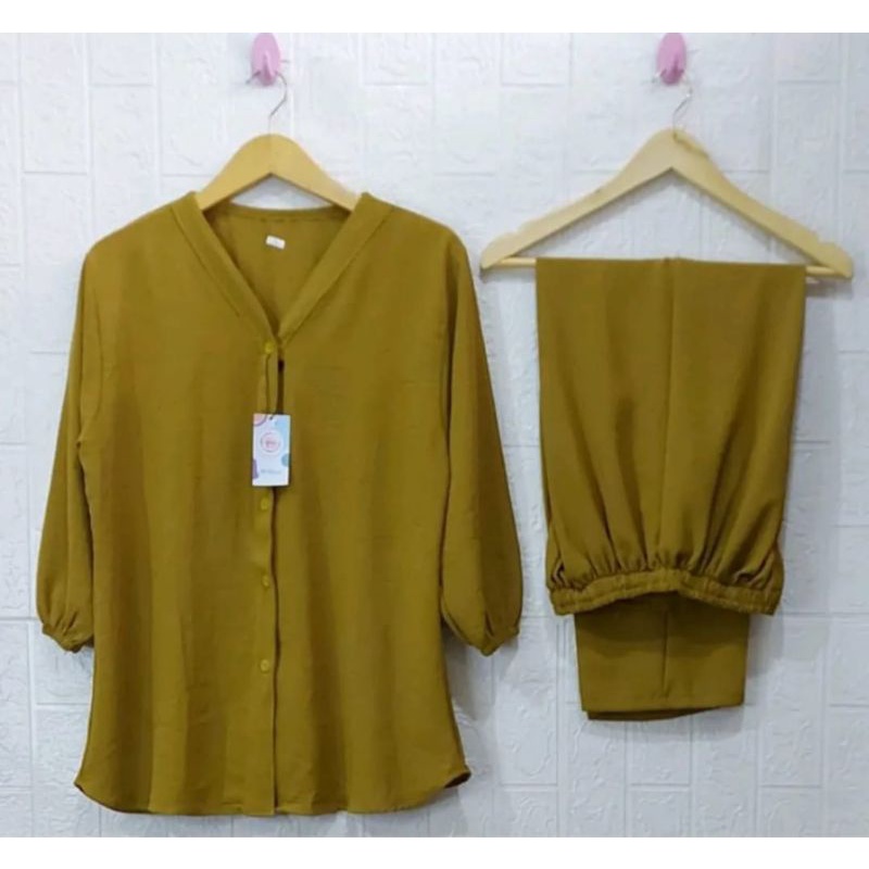 SETCEL KATUN PREMIUM POLOS //SETELAN KATUN LENGAN PANJANG WANITA TERBARU