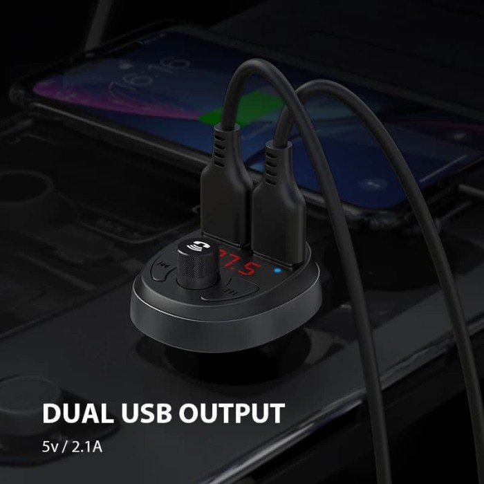 MCDODO FM TRANSMITTER BLUETOOTH DUAL USB CAR CHARGER