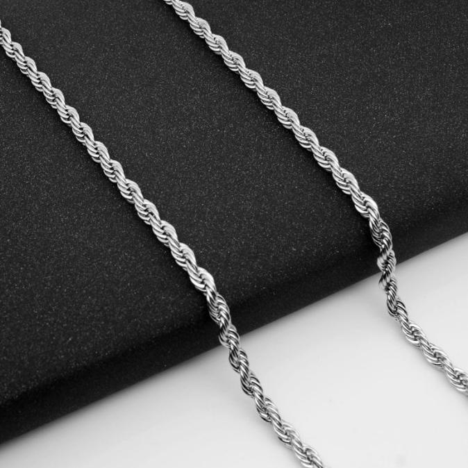Kalung Pria Titanium Rantai Kalung Silver Titanium Steel Kalung Pria