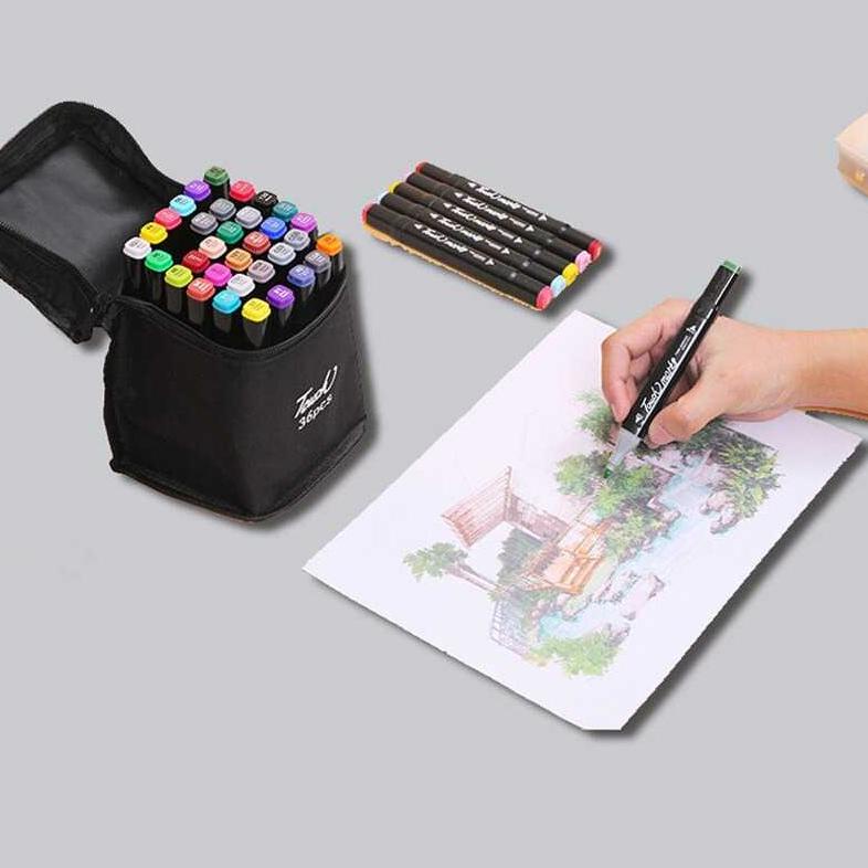 

Spidol Gambar Warna Warni Paket Spidol Dual Side Fine Art Brush Art Marker Set [ 24 / 48 ] - Hl0270