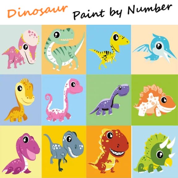 

[BS] Painting by Number Children Canvas / Set Kanvas Lukis Anak / Mewarnai Nomor Versi Dinosaurus