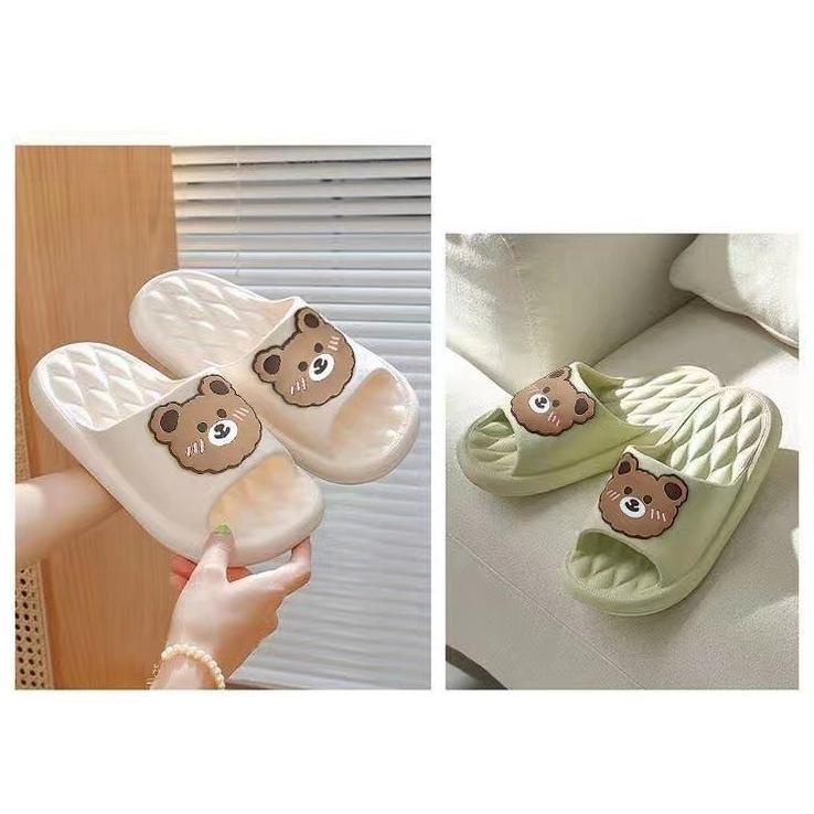 Termurah MIISOO Sandal Beruang Sandal Slop Wanita Karet Motif Beruang Sandal Slip Karet Sandal Rumah