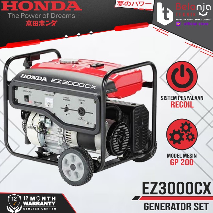 MESIN GENSET HONDA EZ 3000 CX 2000 WATT GENERATOR SET EZ3000CX