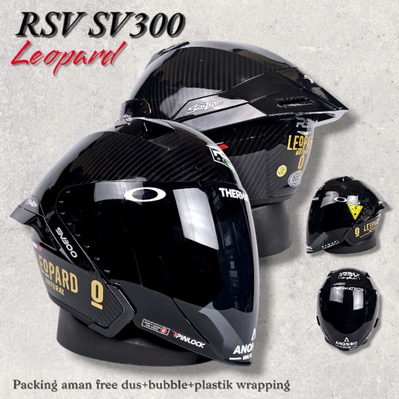 RSV SV300 LEOPARD PAKET GANTENG CARBON GLOSSY| HELM RSV HALF FACE