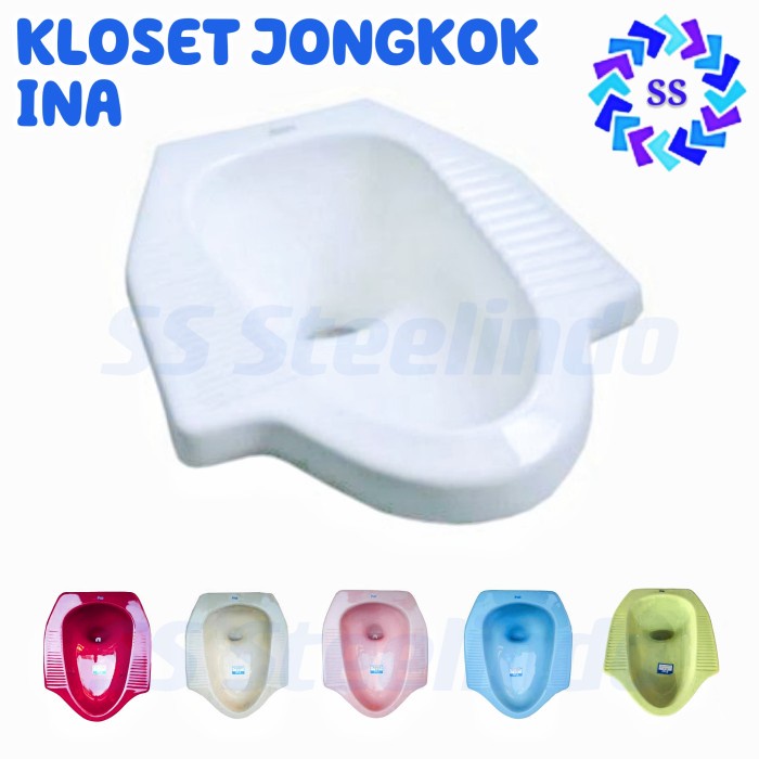 Baru Kloset Jongkok Merk Ina Asli (Putih Biru Pink Hijau Cream Maroon) Best Seller