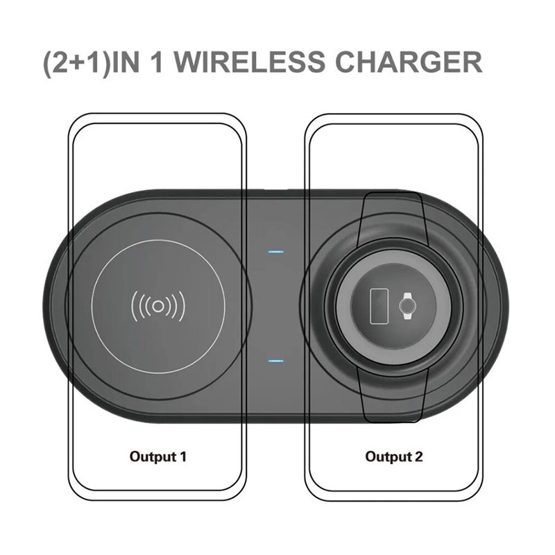 (2+1) In 1 Wireless Charger Charging Pad For Mobile Devices 15W Total