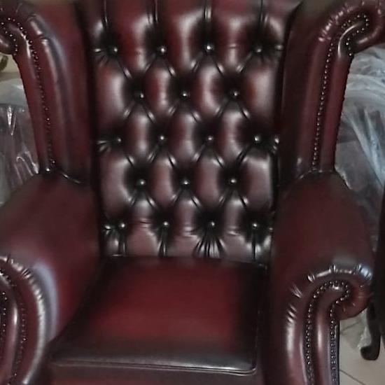 Kursi Sofa Chesterfield Single Chair Kulit Asli Kakimaliyoboro
