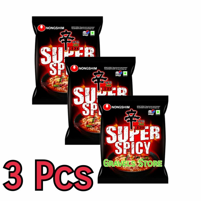 

Terjangkau [3 Pcs] Nongshim Shin Ramyun Super Spicy Red - Mi Ramen Pedas Korea