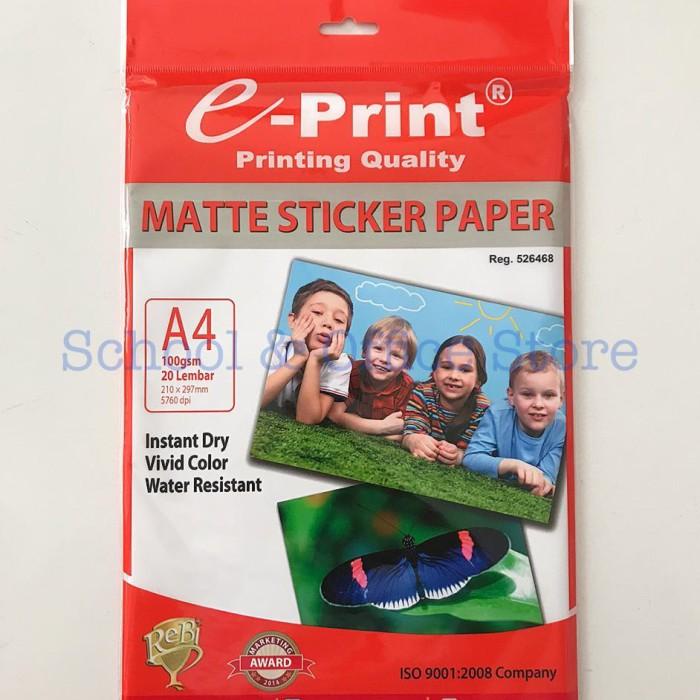 

TERLARIS - E-PRINT MATTE STICKER PAPER A4 / KERTAS STIKER FOTO MATTE EPRINT A4