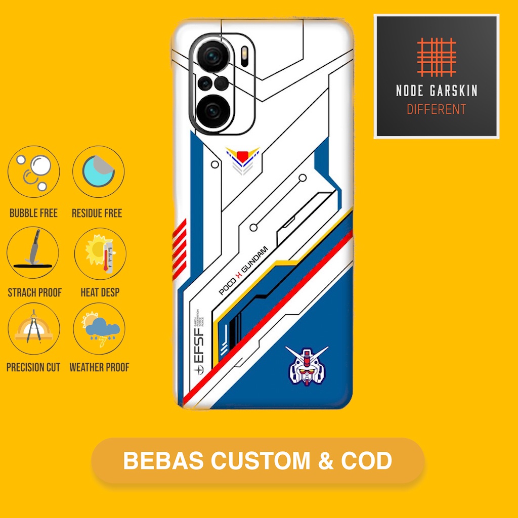 Garskin Skin Vinyl Poco F3 Fullbody Atau Backonly - Bisa Custom - gundam v2 Case Sticker Protector