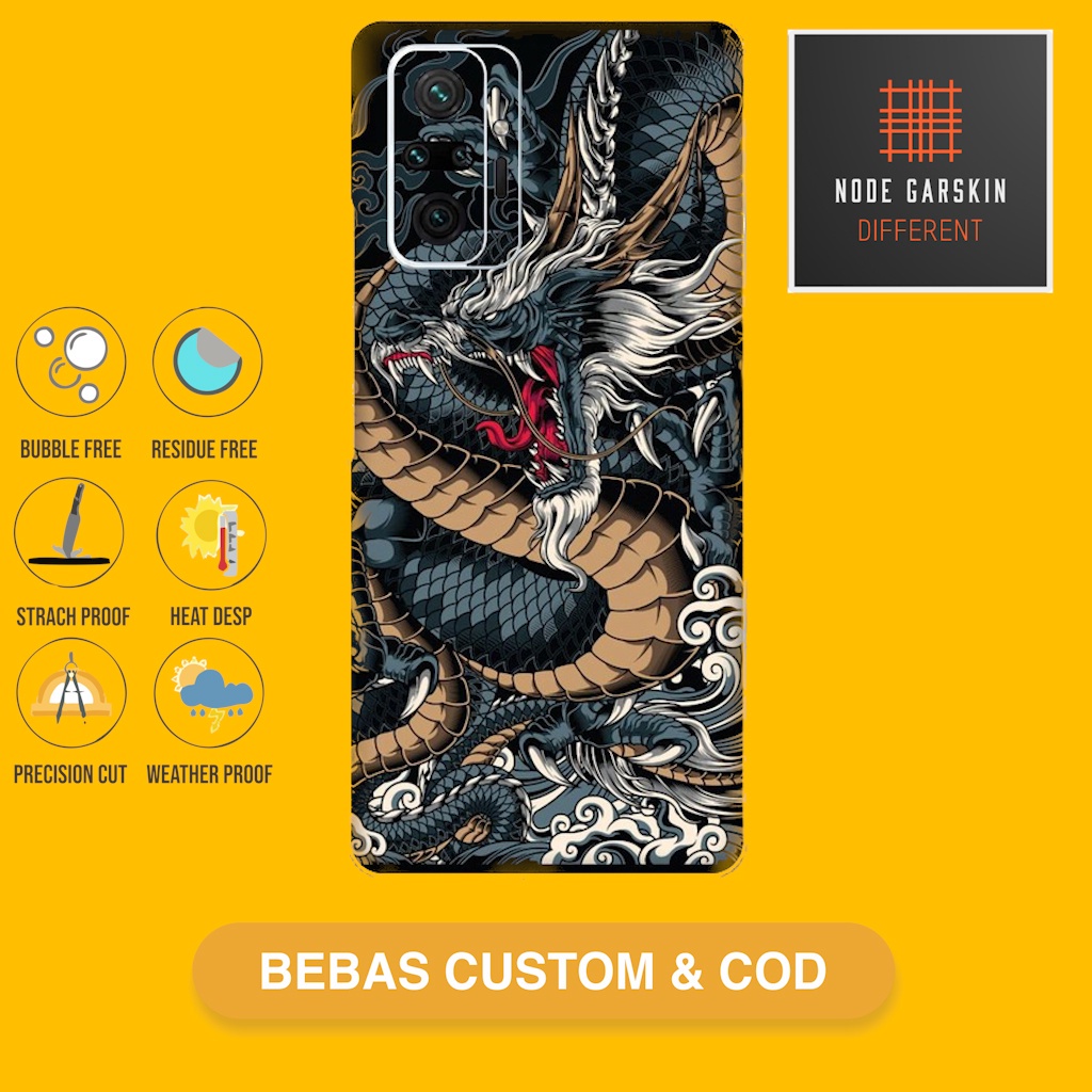 Garskin Skin Vinyl Redmi Note 10 Pro Fullbody Atau Backonly - Bisa Custom - dragon Case Sticker Prot