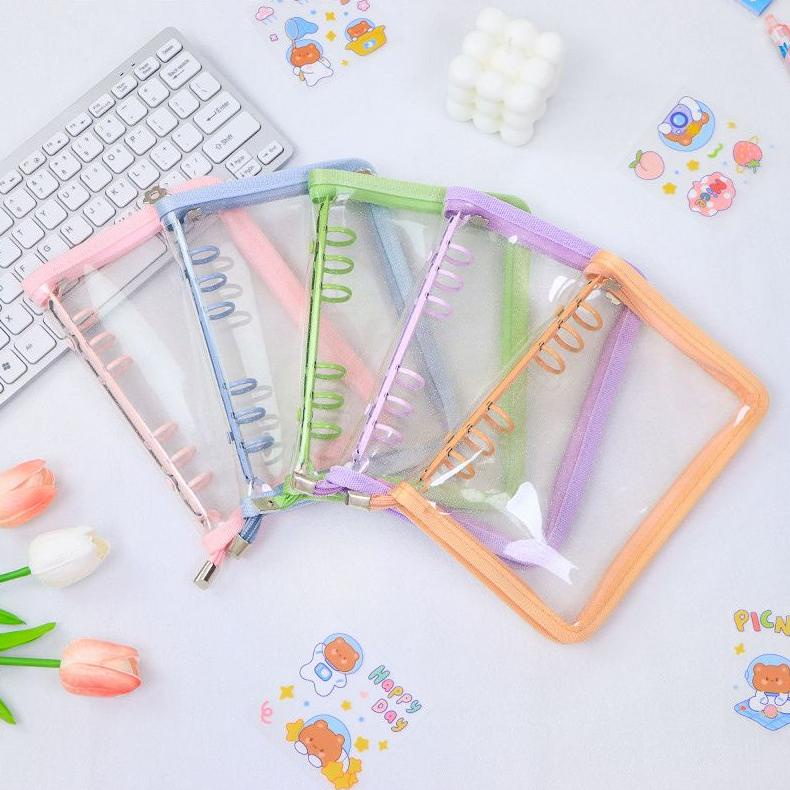 

Promo A6 A5 Binder Warna Zipper Glitter Transparan Aesthetic Lp532