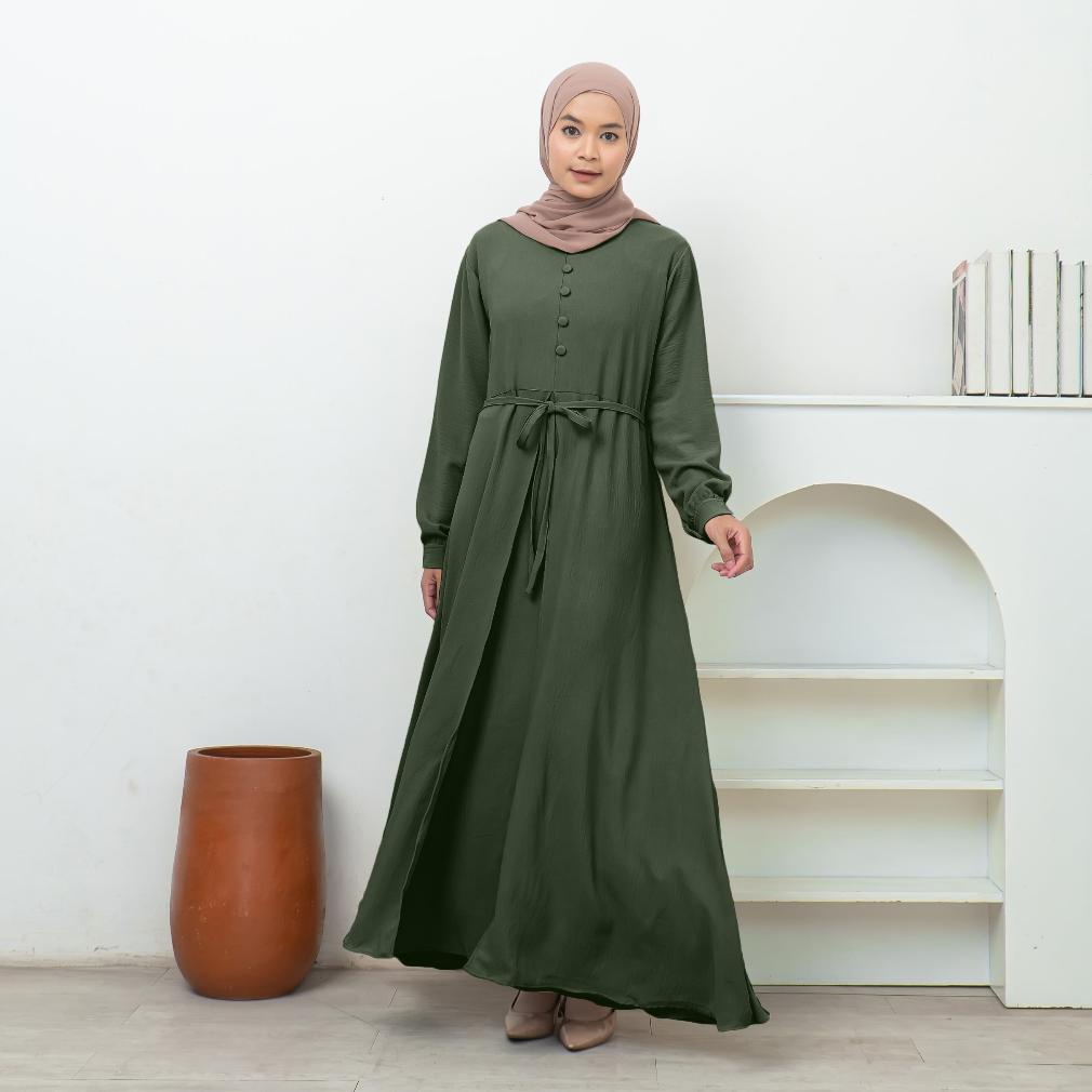 Flash Sale Gamis Nisya Varian Sage | Pakaian Muslim Wanita | Baju Muslim Kekinian | Casual Daily | D