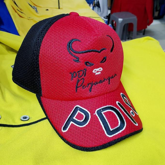 Topi Jaring PDIP Merah