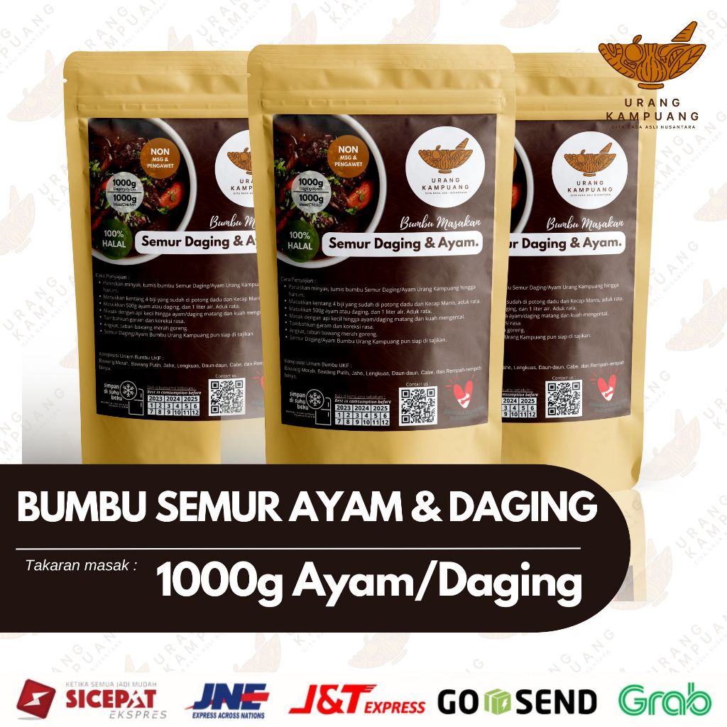 

Bumbu Semur Ayam dan Daging 1 Kg Daging atau ayam Non MSG dan Pengawet Urang Kampuang Food